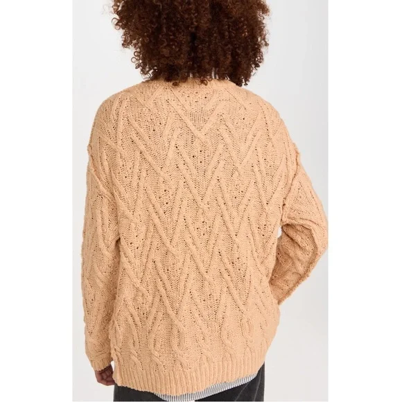 | free people • isla camel cable tunic sweater size • medium | - Picture 9 of 16